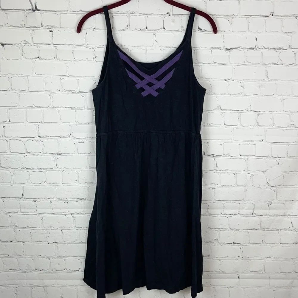 Sonoma Black Cotton Dress w/ Purple Accent